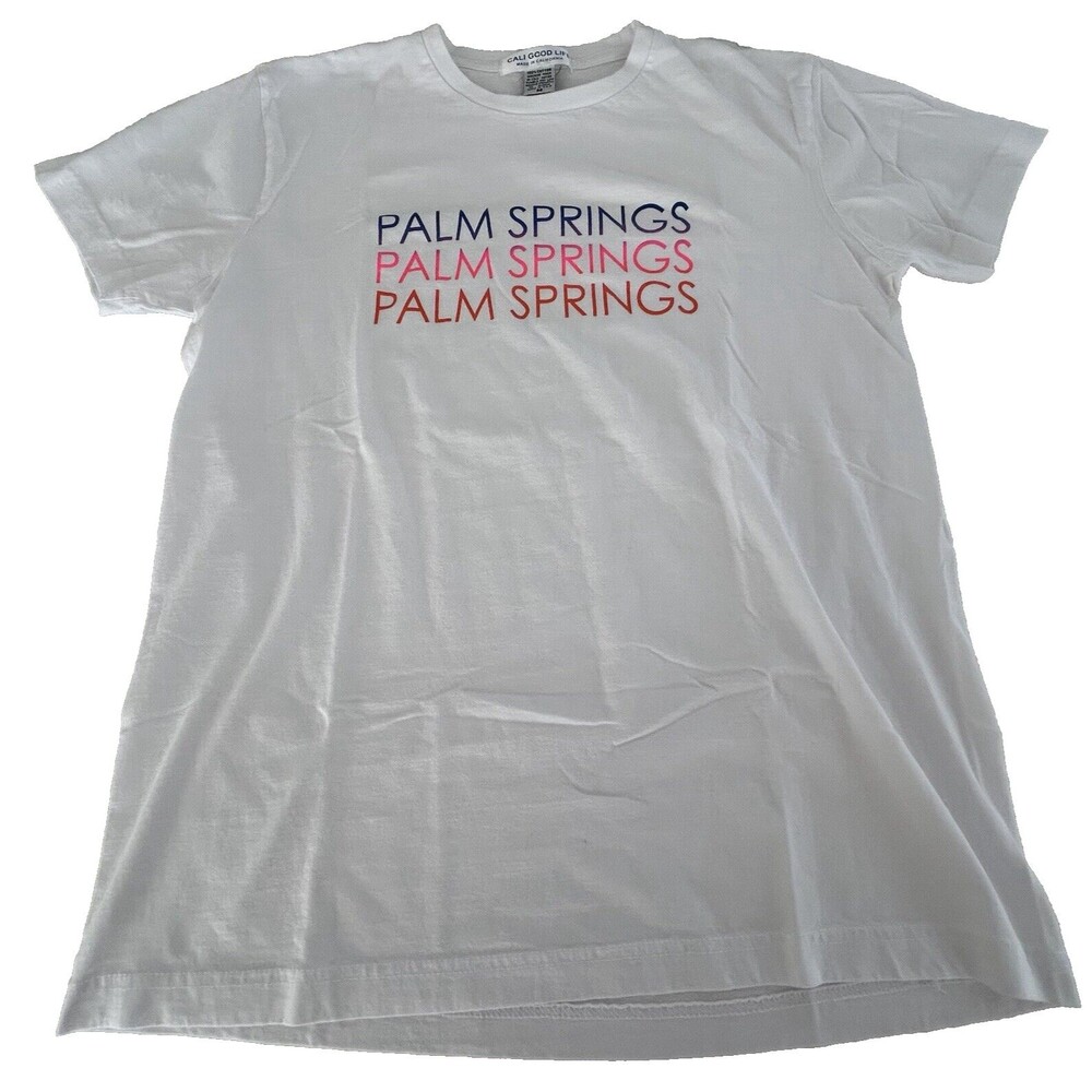 Palm Springs California Modern Tourist White T-shirt, Adult Med - Cali Good Life